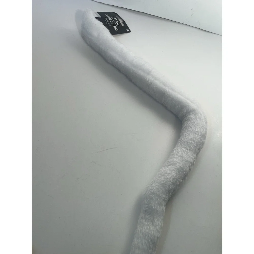 White Cat Tail Animal Kitty Halloween Costume Accessory One Size Fits Most